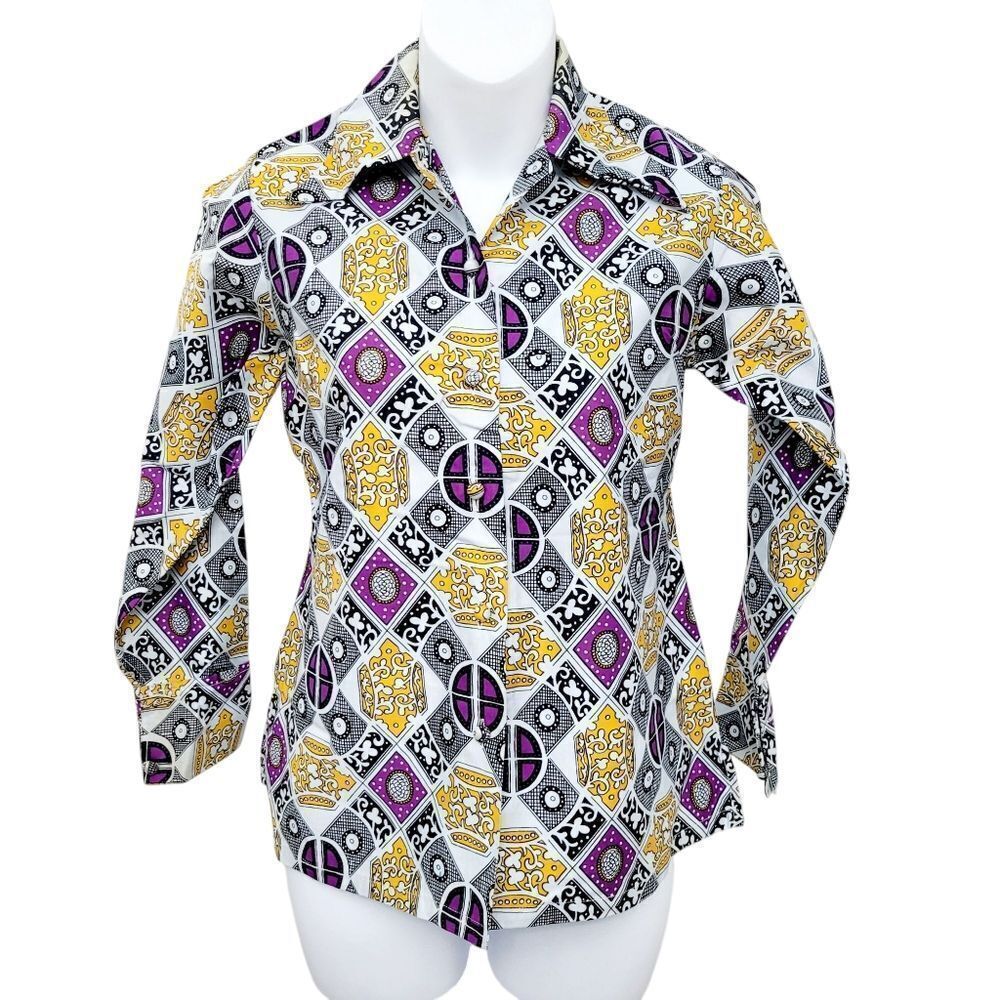 2/$20 Y2K White & Purple Buttons Down Shirt Top Size: M